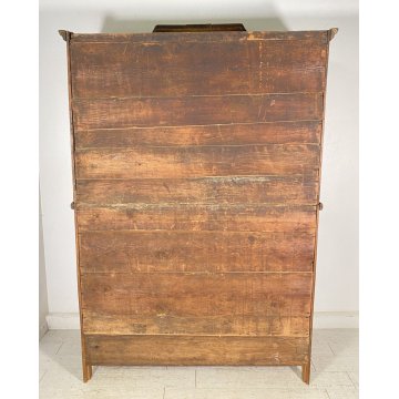 ANTICO ARMADIO CENTINATO PIEMONTESE DOPPIO CORPO LEGNO NOCE 2 ANTE EPOCA 1800