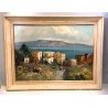 GRANDE QUADRO DIPINTO OLIO PAESAGGIO MEDITERRANEO VEDUTA MARINA GOLFO FIGURE 900
