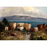 GRANDE QUADRO DIPINTO OLIO PAESAGGIO MEDITERRANEO VEDUTA MARINA GOLFO FIGURE 900