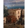 GRANDE QUADRO DIPINTO OLIO PAESAGGIO MEDITERRANEO VEDUTA MARINA GOLFO FIGURE 900