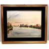 ANTICO QUADRO DIPINTO OLIO TAVOLA Dino Martens VEDUTA LAGUNA VENEZIA MURANO 1951