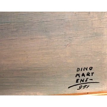 ANTICO QUADRO DIPINTO OLIO TAVOLA Dino Martens VEDUTA LAGUNA VENEZIA MURANO 1951
