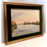 ANTICO QUADRO DIPINTO OLIO TAVOLA Dino Martens VEDUTA LAGUNA VENEZIA MURANO 1951