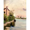 ANTICO QUADRO DIPINTO OLIO TAVOLA Dino Martens VEDUTA LAGUNA VENEZIA MURANO 1951