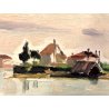 ANTICO QUADRO DIPINTO OLIO TAVOLA Dino Martens VEDUTA LAGUNA VENEZIA MURANO 1951