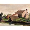 ANTICO QUADRO DIPINTO OLIO TAVOLA Dino Martens VEDUTA LAGUNA VENEZIA MURANO 1951