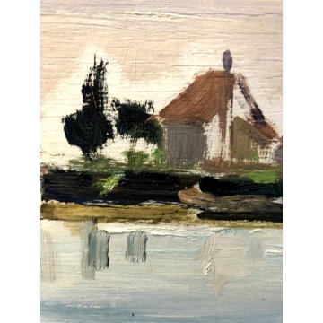 ANTICO QUADRO DIPINTO OLIO TAVOLA Dino Martens VEDUTA LAGUNA VENEZIA MURANO 1951