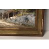 ANTICO QUADRO OLIO F. Mancini VEDUTA STRADA BORGO CON FIGURE IMPRESSIONISTA '800
