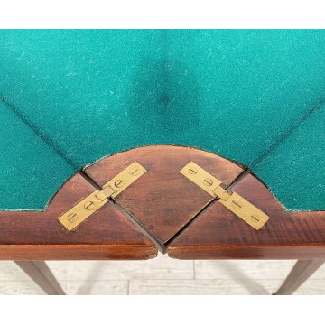 ANTICO TAVOLINO FAZZOLETTO GIOCO POKER LEGNO MOGANO PRIMI 1900 TABLE EPOCA