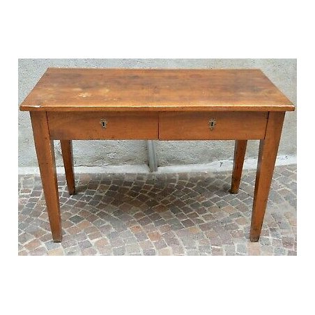 ANTICO TAVOLO SCRITTOIO legno NOCE epoca 1800 SCRIVANIA 2 CASSETTI SALA OLD DESK