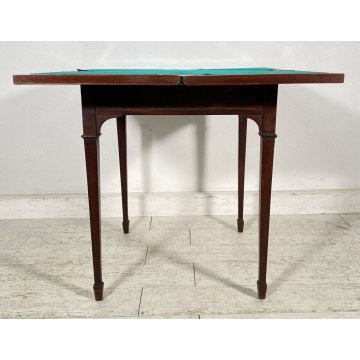 ANTICO TAVOLINO FAZZOLETTO GIOCO POKER LEGNO MOGANO PRIMI 1900 TABLE EPOCA