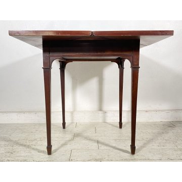 ANTICO TAVOLINO FAZZOLETTO GIOCO POKER LEGNO MOGANO PRIMI 1900 TABLE EPOCA