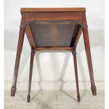 ANTICO TAVOLINO FAZZOLETTO GIOCO POKER LEGNO MOGANO PRIMI 1900 TABLE EPOCA