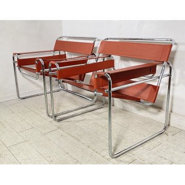 COPPIA POLTRONA DESIGN STILE WASSILY MARCEL BREUER ANNI 80 VINTAGE ARMCHAIR