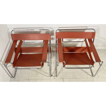 COPPIA POLTRONA DESIGN STILE WASSILY MARCEL BREUER ANNI 80 VINTAGE ARMCHAIR