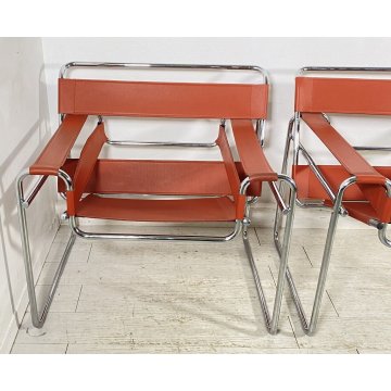 COPPIA POLTRONA DESIGN STILE WASSILY MARCEL BREUER ANNI 80 VINTAGE ARMCHAIR