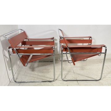 COPPIA POLTRONA DESIGN STILE WASSILY MARCEL BREUER ANNI 80 VINTAGE ARMCHAIR