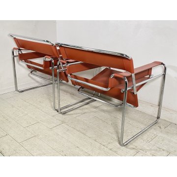 COPPIA POLTRONA DESIGN STILE WASSILY MARCEL BREUER ANNI 80 VINTAGE ARMCHAIR