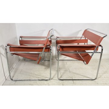 COPPIA POLTRONA DESIGN STILE WASSILY MARCEL BREUER ANNI 80 VINTAGE ARMCHAIR