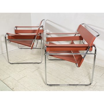COPPIA POLTRONA DESIGN STILE WASSILY MARCEL BREUER ANNI 80 VINTAGE ARMCHAIR