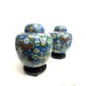 COPPIA VASO CINESE VINTAGE GINGER JAR CLOISONNE COPERCHIO SMALTO POLICROMO 30 CM