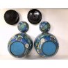 COPPIA VASO CINESE VINTAGE GINGER JAR CLOISONNE COPERCHIO SMALTO POLICROMO 30 CM