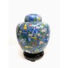 COPPIA VASO CINESE VINTAGE GINGER JAR CLOISONNE COPERCHIO SMALTO POLICROMO 30 CM