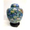 COPPIA VASO CINESE VINTAGE GINGER JAR CLOISONNE COPERCHIO SMALTO POLICROMO 30 CM