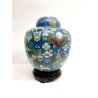 COPPIA VASO CINESE VINTAGE GINGER JAR CLOISONNE COPERCHIO SMALTO POLICROMO 30 CM