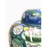 COPPIA VASO CINESE VINTAGE GINGER JAR CLOISONNE COPERCHIO SMALTO POLICROMO 30 CM
