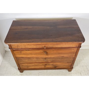 ANTICO COMO CASSETTONE 1800 CAPPUCCINO 4 CASSETTI INTARSIATO LEGNO NOCE EPOCA