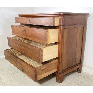 ANTICO COMO CASSETTONE 1800 CAPPUCCINO 4 CASSETTI INTARSIATO LEGNO NOCE EPOCA