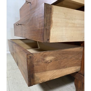 ANTICO COMO CASSETTONE 1800 CAPPUCCINO 4 CASSETTI INTARSIATO LEGNO NOCE EPOCA