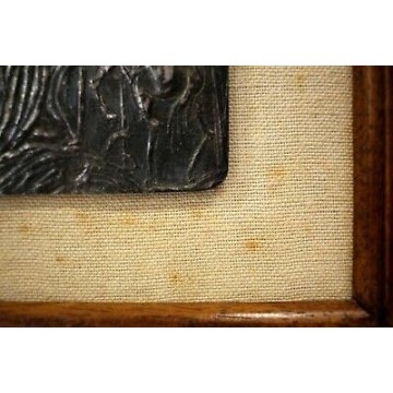 ANTICA SCULTURA BASSORILIEVO METALLO L. Minguzzi GESU' CROCEFISSIONE ICONA '900