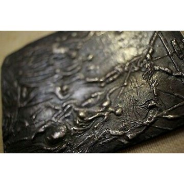 ANTICA SCULTURA BASSORILIEVO METALLO L. Minguzzi GESU' CROCEFISSIONE ICONA '900