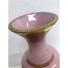 VASO VINTAGE VETRO Murano F.lli Ferro ANFORA ROSA OPALINE ORO NEOCLASSICO 40cm/h