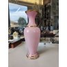 VASO VINTAGE VETRO Murano F.lli Ferro ANFORA ROSA OPALINE ORO NEOCLASSICO 40cm/h
