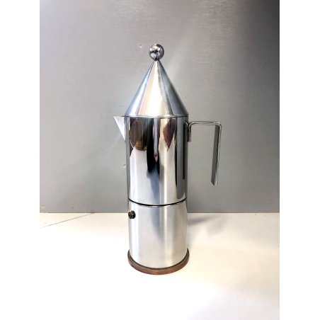 CAFFETTIERA VINTAGE CONICA 6 tazze DESIGN Aldo Rossi PER ALESSI ACCIAIO '80s