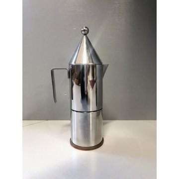 CAFFETTIERA VINTAGE CONICA 6 tazze DESIGN Aldo Rossi PER ALESSI ACCIAIO '80s