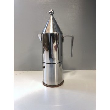 CAFFETTIERA VINTAGE CONICA 6 tazze DESIGN Aldo Rossi PER ALESSI ACCIAIO '80s