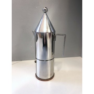 CAFFETTIERA VINTAGE CONICA 6 tazze DESIGN Aldo Rossi PER ALESSI ACCIAIO '80s