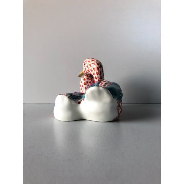 PICCOLA SCULTURA CERAMICA VINTAGE Herend Hungary COPPIA ANATRE PORCELAIN AMORE