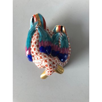 PICCOLA SCULTURA CERAMICA VINTAGE Herend Hungary COPPIA ANATRE PORCELAIN AMORE