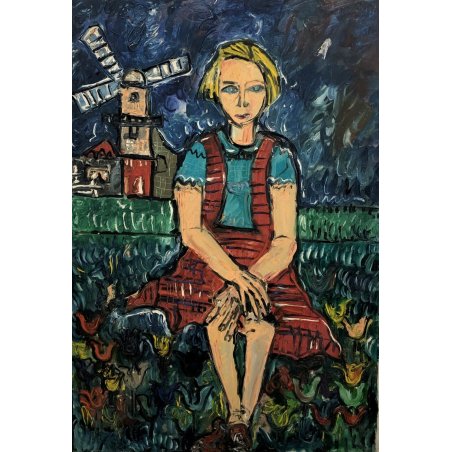 QUADRO DIPINTO OLIO ASTRATTO Gustavo Boldrini RITRATTO FEMMINILE MULINO OLANDA