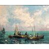 ANTICO QUADRO DIPINTO OLIO TAVOLA M. Bucci MARINA PESCA VEDUTA LAGUNA VENEZIA 68