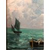 ANTICO QUADRO DIPINTO OLIO TAVOLA M. Bucci MARINA PESCA VEDUTA LAGUNA VENEZIA 68