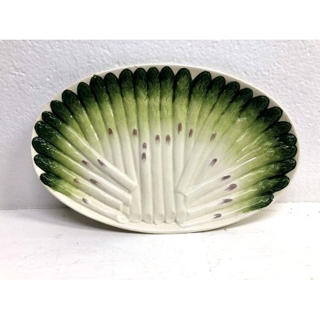 ANTICO PIATTO CERAMICA SARREGUEMINES SERVIZIO ASPARAGI OVALE DECORO ORTAGGI PLAT