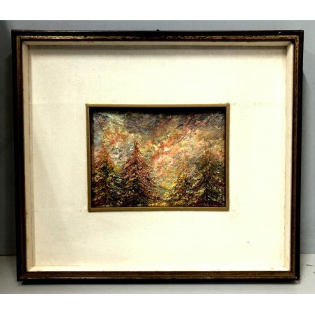 QUADRO DIPINTO OLIO TAVOLA MATERICO ASTRATTO Oswald Julie INCANTESIMO NOTTURNO