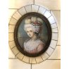 ANTICA PICCOLA CORNICE MINIATURA RITRATTO FEMMINILE REGINA Maria Antonietta '900