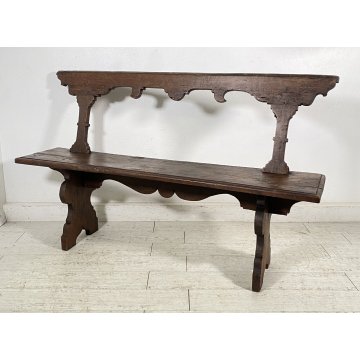 ANTICA PANCHINA LEGNO NOCE 1700 PANCA CHIESA EPOCA MOBILE ANTIQUARIATO BENCH OLD